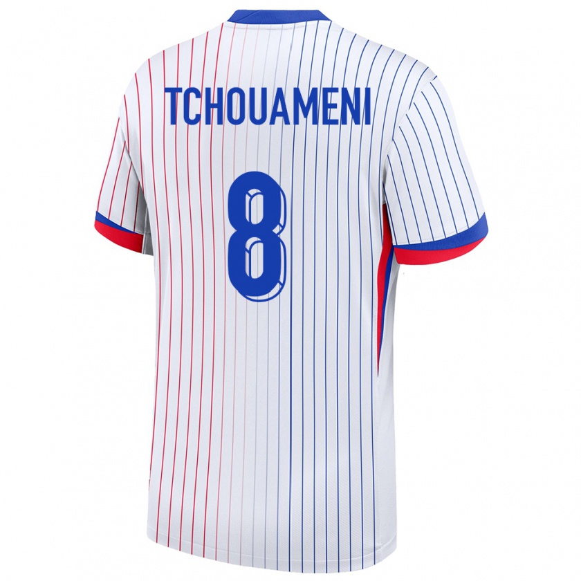 Kandiny Enfant Maillot France Aurelien Tchouameni #8 Blanc Tenues Extérieur 24-26 T-Shirt