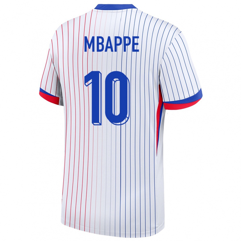 Kandiny Enfant Maillot France Kylian Mbappe #10 Blanc Tenues Extérieur 24-26 T-Shirt