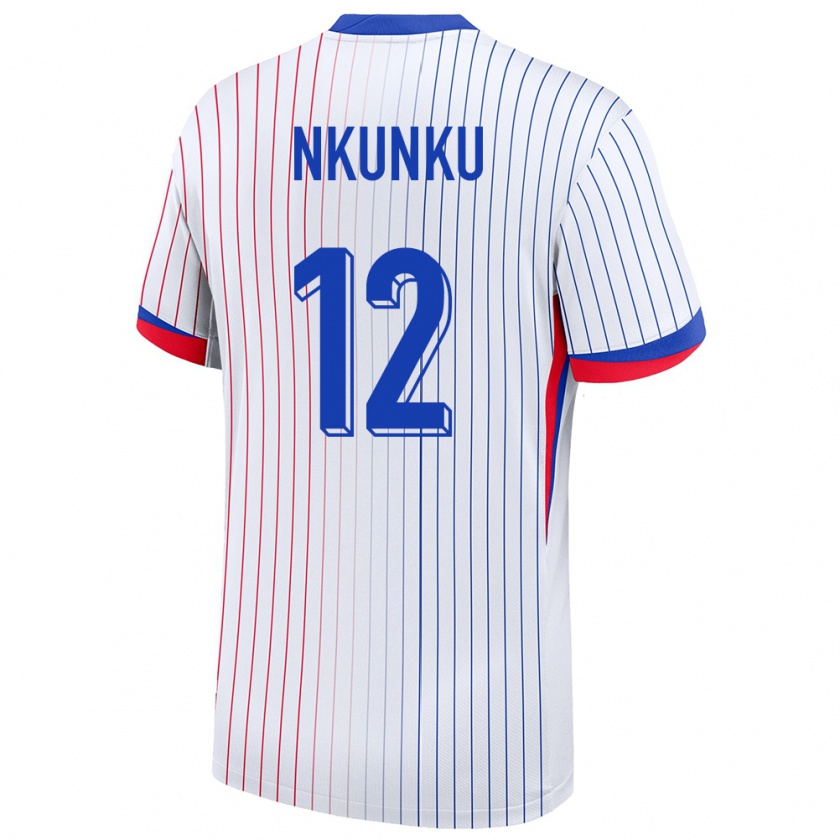 Kandiny Enfant Maillot France Christopher Nkunku #12 Blanc Tenues Extérieur 24-26 T-Shirt