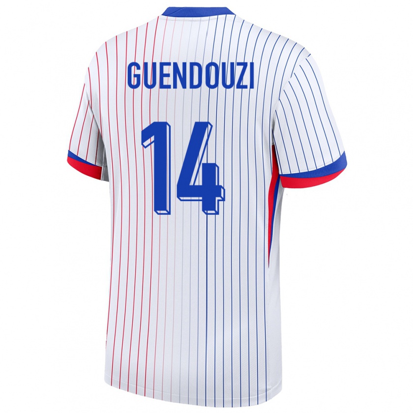 Kandiny Enfant Maillot France Matteo Guendouzi #14 Blanc Tenues Extérieur 24-26 T-Shirt