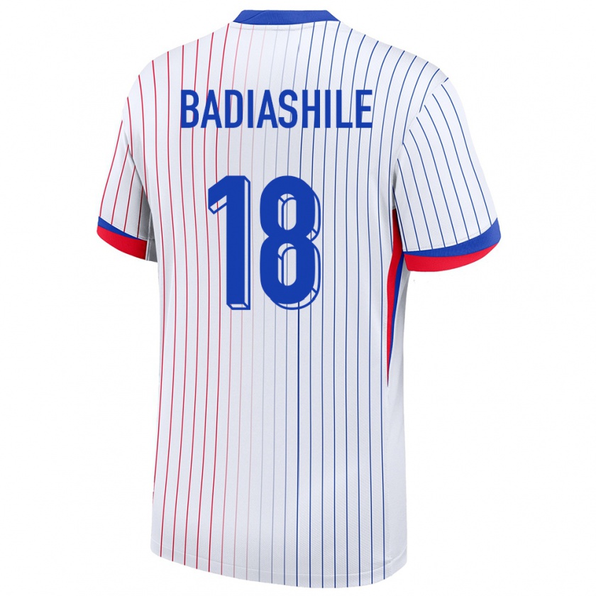 Kandiny Enfant Maillot France Benoit Badiashile #18 Blanc Tenues Extérieur 24-26 T-Shirt