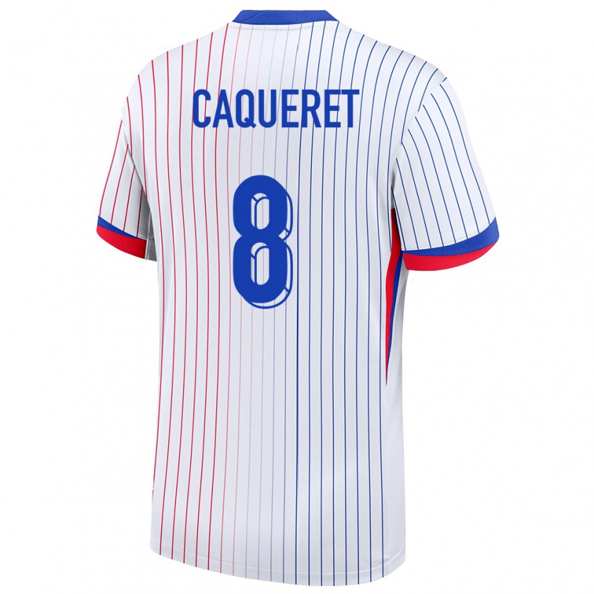 Kandiny Enfant Maillot France Maxence Caqueret #8 Blanc Tenues Extérieur 24-26 T-Shirt