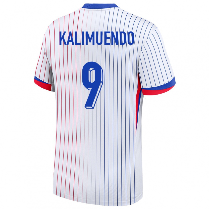 Kandiny Enfant Maillot France Arnaud Kalimuendo #9 Blanc Tenues Extérieur 24-26 T-Shirt