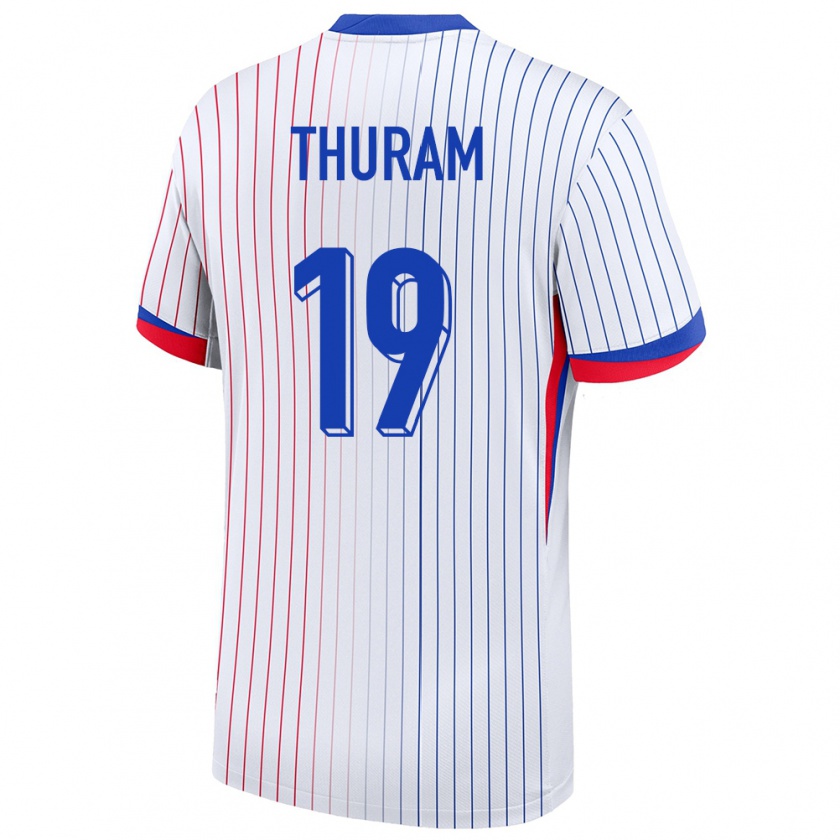 Kandiny Enfant Maillot France Khephren Thuram #19 Blanc Tenues Extérieur 24-26 T-Shirt