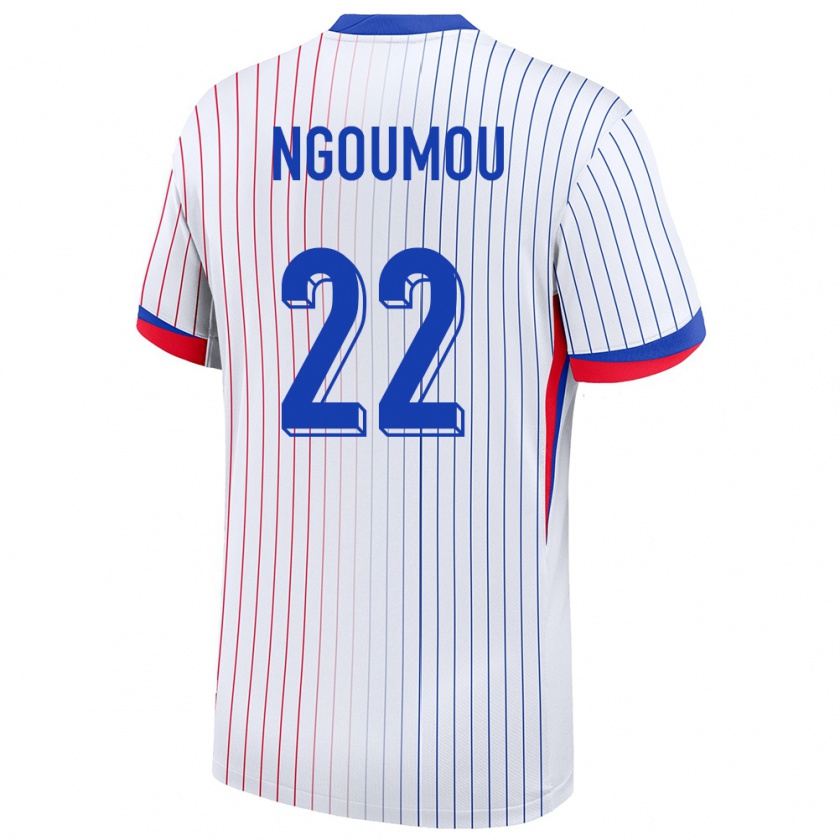 Kandiny Enfant Maillot France Nathan Ngoumou #22 Blanc Tenues Extérieur 24-26 T-Shirt