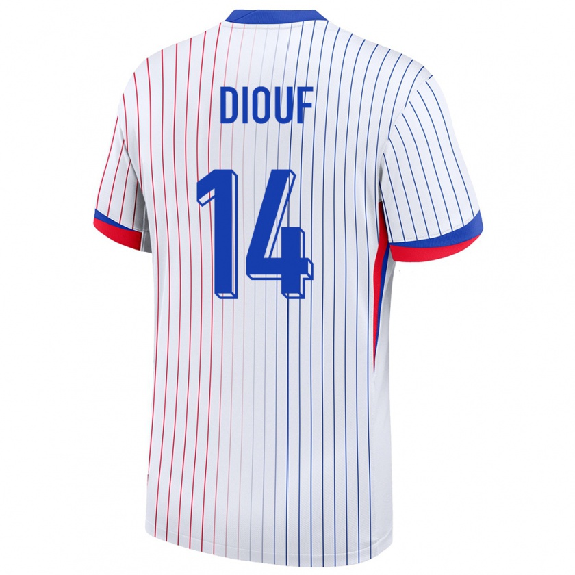 Kandiny Enfant Maillot France Andy Diouf #14 Blanc Tenues Extérieur 24-26 T-Shirt