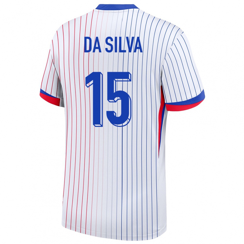 Kandiny Enfant Maillot France Florent Da Silva #15 Blanc Tenues Extérieur 24-26 T-Shirt