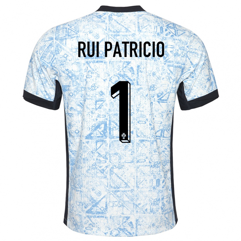 Kandiny Enfant Maillot Portugal Rui Patricio #1 Bleu Crème Tenues Extérieur 24-26 T-Shirt