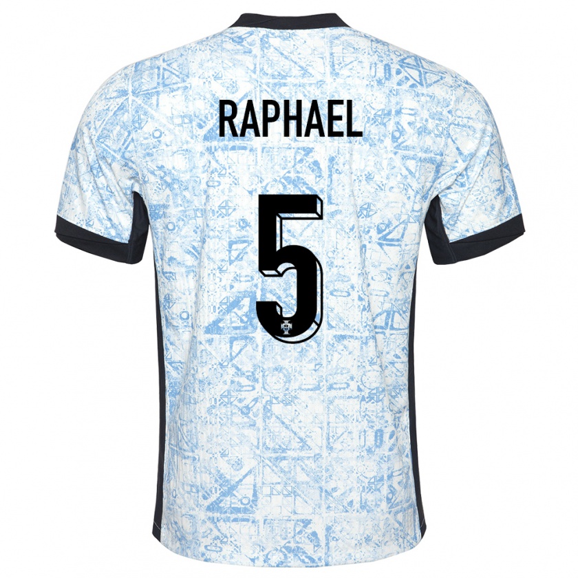 Kandiny Enfant Maillot Portugal Raphael Guerreiro #5 Bleu Crème Tenues Extérieur 24-26 T-Shirt