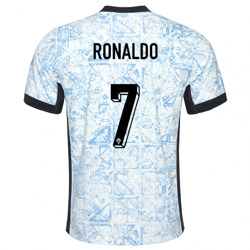 Kandiny Enfant Maillot Portugal Cristiano Ronaldo #7 Bleu Crème Tenues Extérieur 24-26 T-Shirt