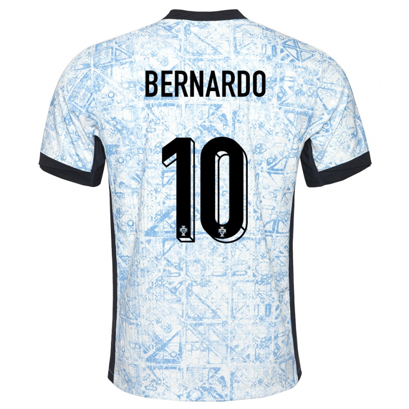 Kandiny Enfant Maillot Portugal Bernardo Silva #10 Bleu Crème Tenues Extérieur 24-26 T-Shirt