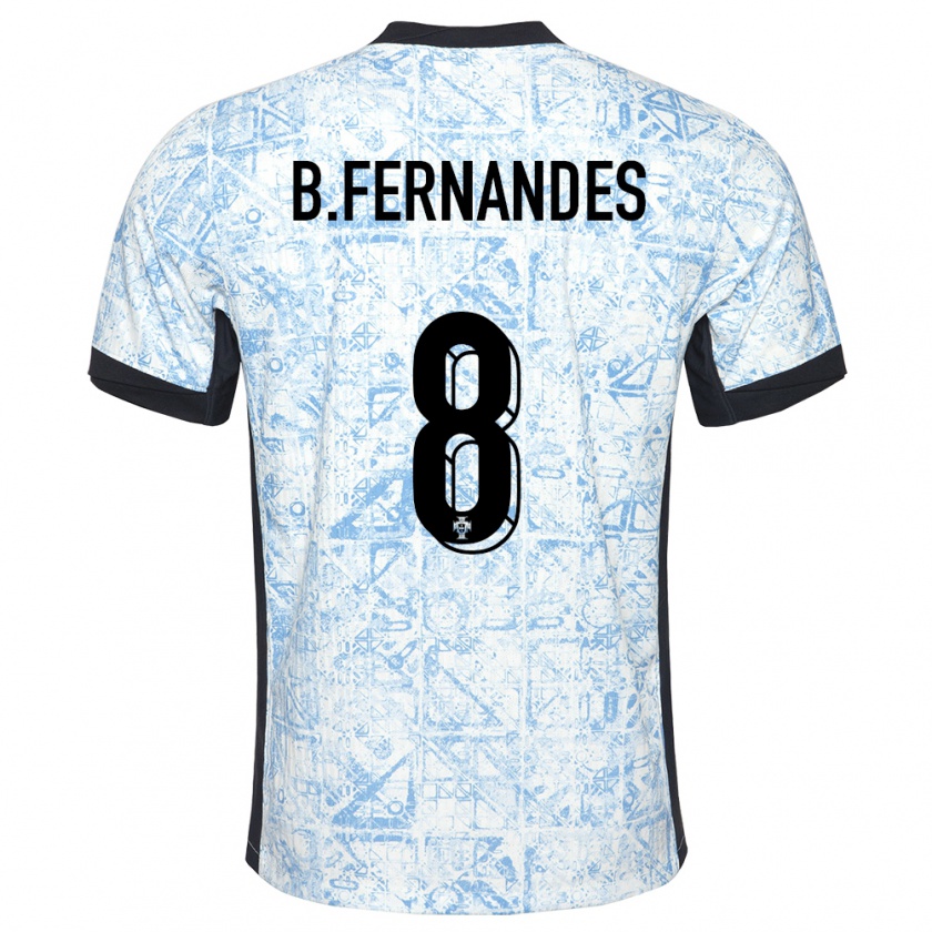 Kandiny Enfant Maillot Portugal Bruno Fernandes #8 Bleu Crème Tenues Extérieur 24-26 T-Shirt