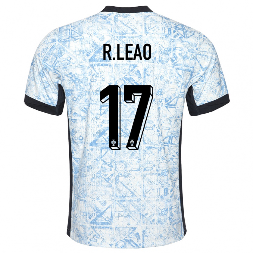 Kandiny Enfant Maillot Portugal Rafael Leao #17 Bleu Crème Tenues Extérieur 24-26 T-Shirt