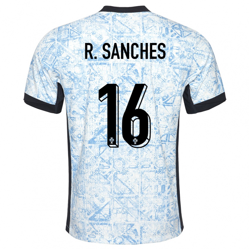 Kandiny Enfant Maillot Portugal Renato Sanches #16 Bleu Crème Tenues Extérieur 24-26 T-Shirt