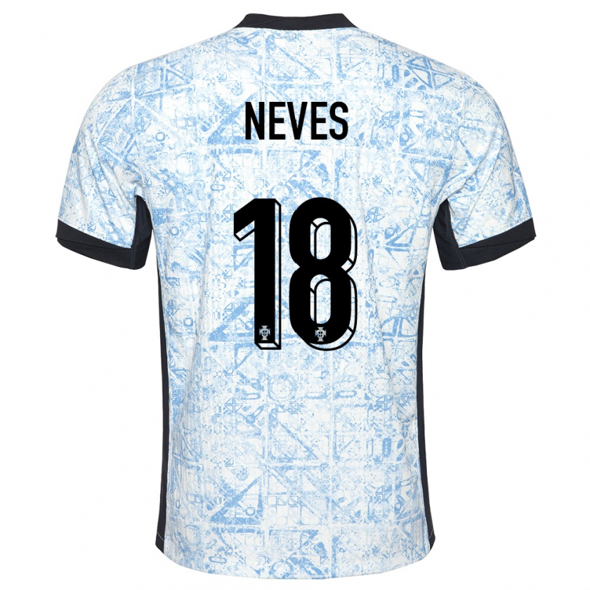 Kandiny Enfant Maillot Portugal Ruben Neves #18 Bleu Crème Tenues Extérieur 24-26 T-Shirt