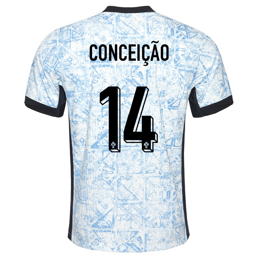 Kandiny Enfant Maillot Portugal Rodrigo Conceicao #14 Bleu Crème Tenues Extérieur 24-26 T-Shirt