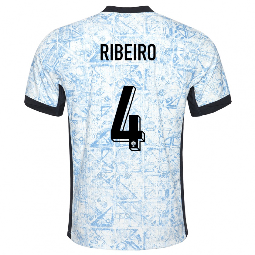 Kandiny Enfant Maillot Portugal Ricardo Ribeiro #4 Bleu Crème Tenues Extérieur 24-26 T-Shirt