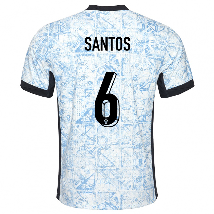 Kandiny Enfant Maillot Portugal Vasco Santos #6 Bleu Crème Tenues Extérieur 24-26 T-Shirt