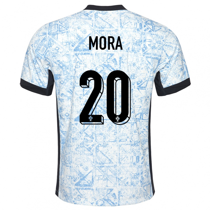 Kandiny Enfant Maillot Portugal Rodrigo Mora #20 Bleu Crème Tenues Extérieur 24-26 T-Shirt