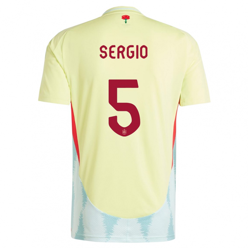 Kandiny Enfant Maillot Espagne Sergio Busquets #5 Jaune Tenues Extérieur 24-26 T-Shirt