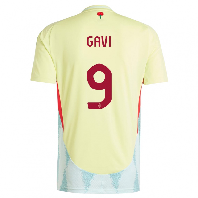 Kandiny Enfant Maillot Espagne Gavi #9 Jaune Tenues Extérieur 24-26 T-Shirt