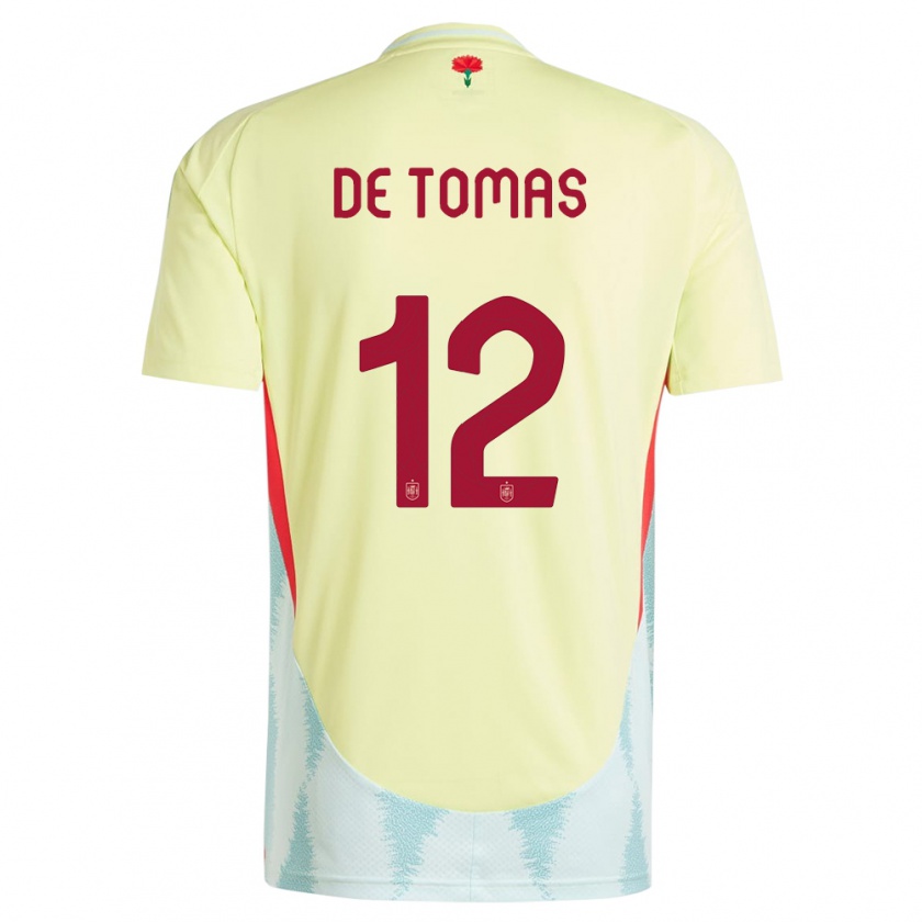 Kandiny Enfant Maillot Espagne Raul De Tomas #12 Jaune Tenues Extérieur 24-26 T-Shirt