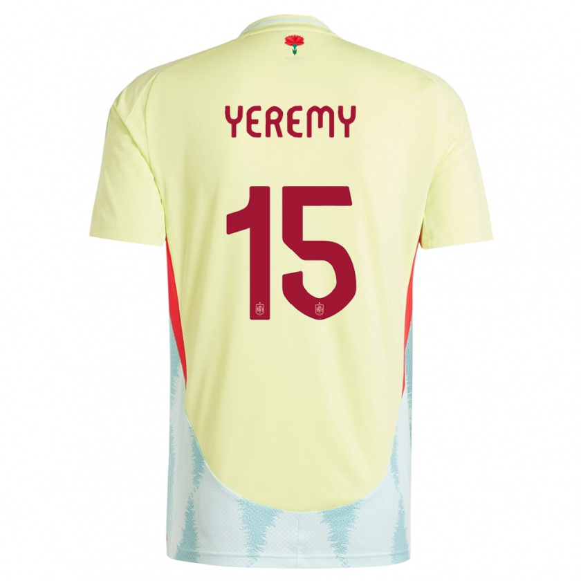 Kandiny Enfant Maillot Espagne Yeremy Pino #15 Jaune Tenues Extérieur 24-26 T-Shirt