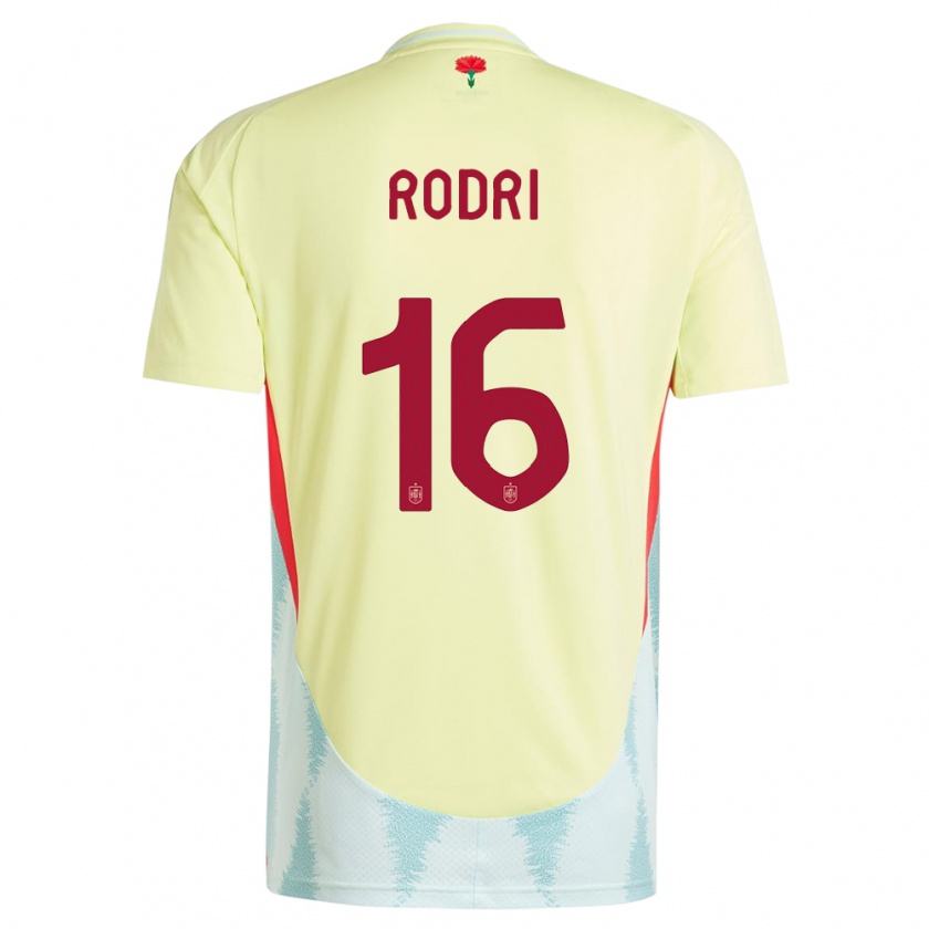 Kandiny Enfant Maillot Espagne Rodri #16 Jaune Tenues Extérieur 24-26 T-Shirt