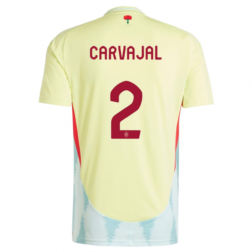 Kandiny Enfant Maillot Espagne Daniel Carvajal #2 Jaune Tenues Extérieur 24-26 T-Shirt