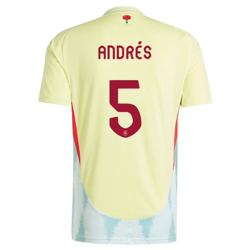 Kandiny Enfant Maillot Espagne Ivana Andres #5 Jaune Tenues Extérieur 24-26 T-Shirt