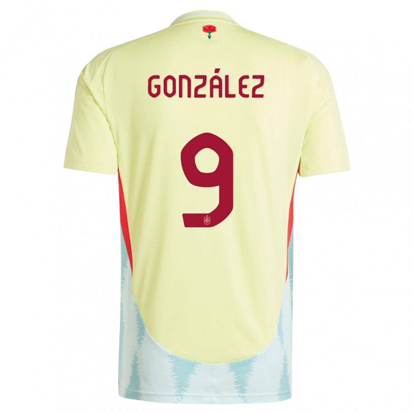 Kandiny Enfant Maillot Espagne Esther Gonzalez #9 Jaune Tenues Extérieur 24-26 T-Shirt