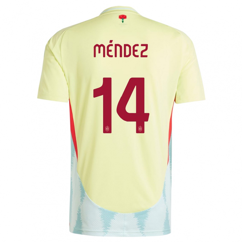 Kandiny Enfant Maillot Espagne Maria Mendez #14 Jaune Tenues Extérieur 24-26 T-Shirt