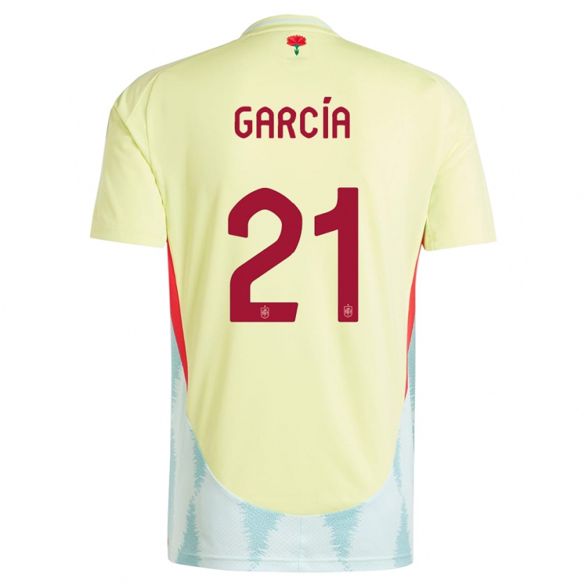 Kandiny Enfant Maillot Espagne Sheila Garcia #21 Jaune Tenues Extérieur 24-26 T-Shirt