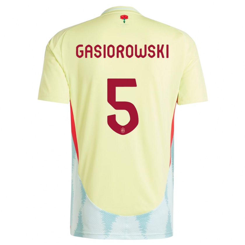 Kandiny Enfant Maillot Espagne Yarek Gasiorowski #5 Jaune Tenues Extérieur 24-26 T-Shirt