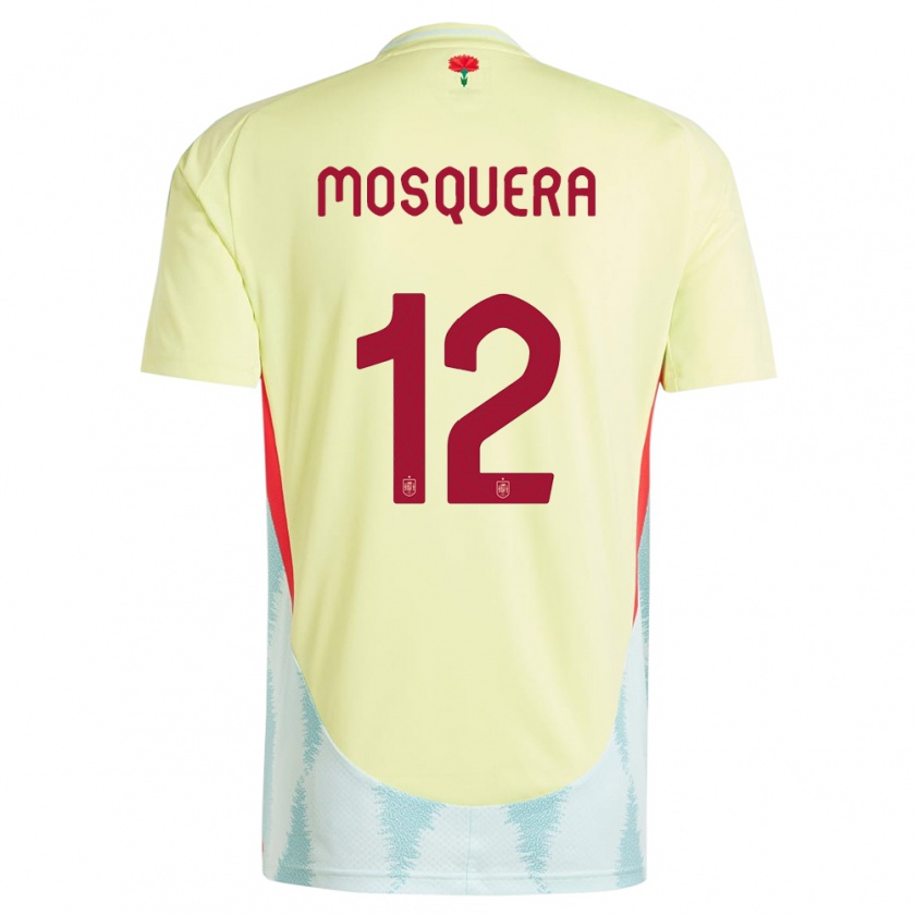 Kandiny Enfant Maillot Espagne Cristian Mosquera #12 Jaune Tenues Extérieur 24-26 T-Shirt