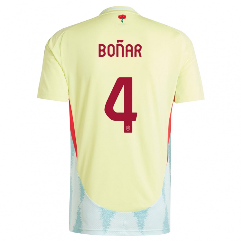 Kandiny Enfant Maillot Espagne Javier Bonar #4 Jaune Tenues Extérieur 24-26 T-Shirt