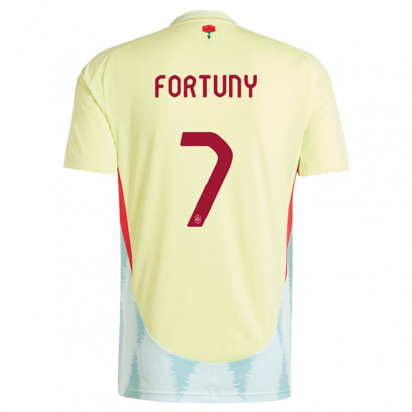 Kandiny Enfant Maillot Espagne Pol Fortuny #7 Jaune Tenues Extérieur 24-26 T-Shirt