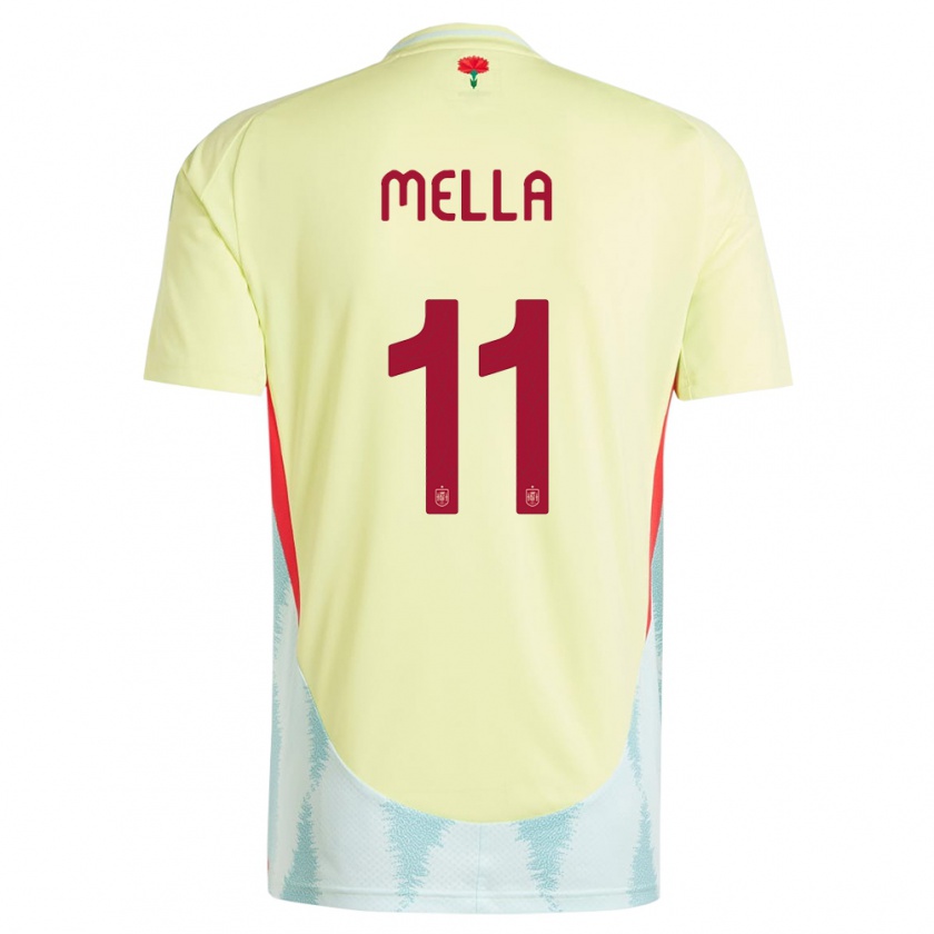 Kandiny Enfant Maillot Espagne David Mella #11 Jaune Tenues Extérieur 24-26 T-Shirt