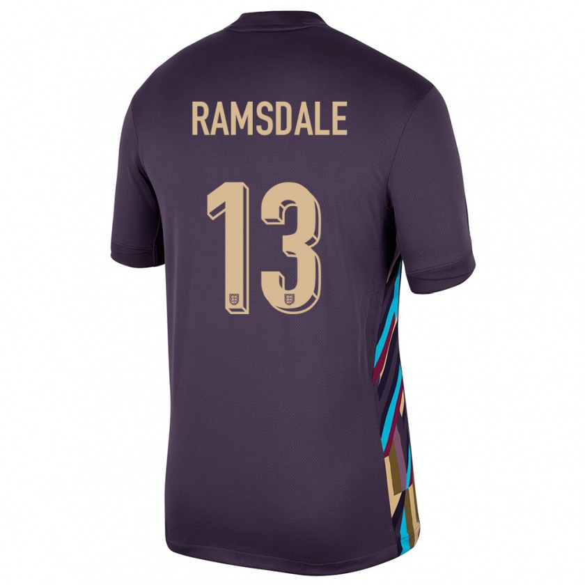 Kandiny Enfant Maillot Angleterre Aaron Ramsdale #13 Raisins Noirs Tenues Extérieur 24-26 T-Shirt