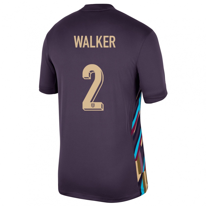 Kandiny Enfant Maillot Angleterre Kyle Walker #2 Raisins Noirs Tenues Extérieur 24-26 T-Shirt