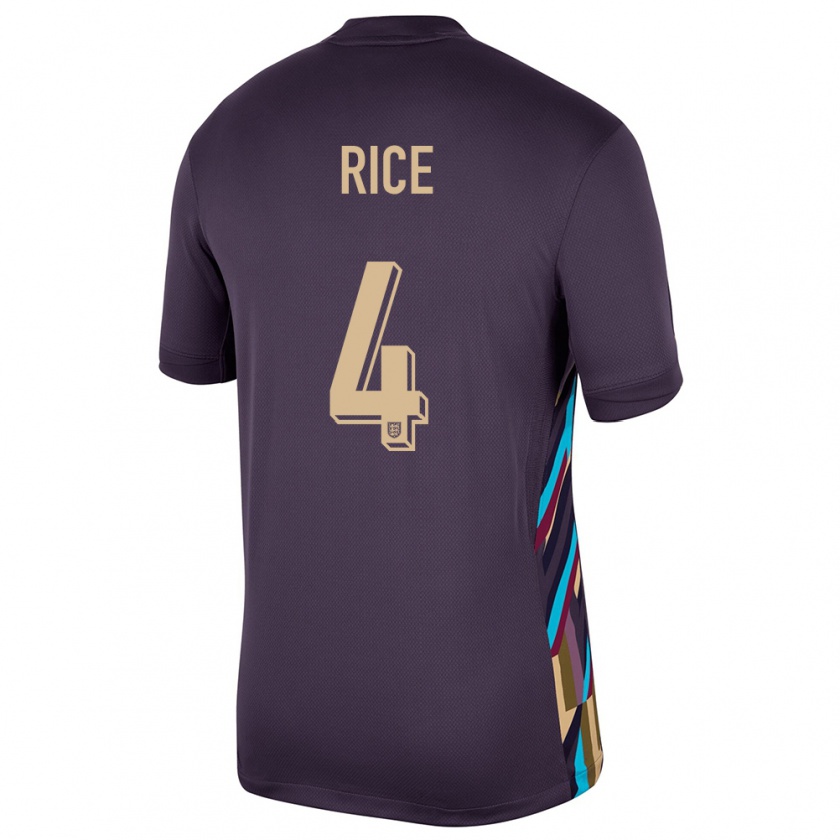 Kandiny Enfant Maillot Angleterre Declan Rice #4 Raisins Noirs Tenues Extérieur 24-26 T-Shirt