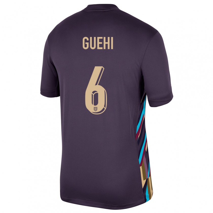 Kandiny Enfant Maillot Angleterre Marc Guehi #6 Raisins Noirs Tenues Extérieur 24-26 T-Shirt