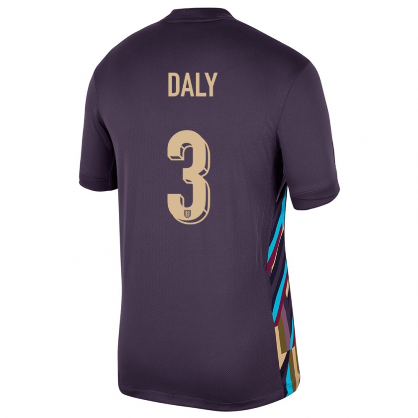 Kandiny Enfant Maillot Angleterre Rachel Daly #3 Raisins Noirs Tenues Extérieur 24-26 T-Shirt