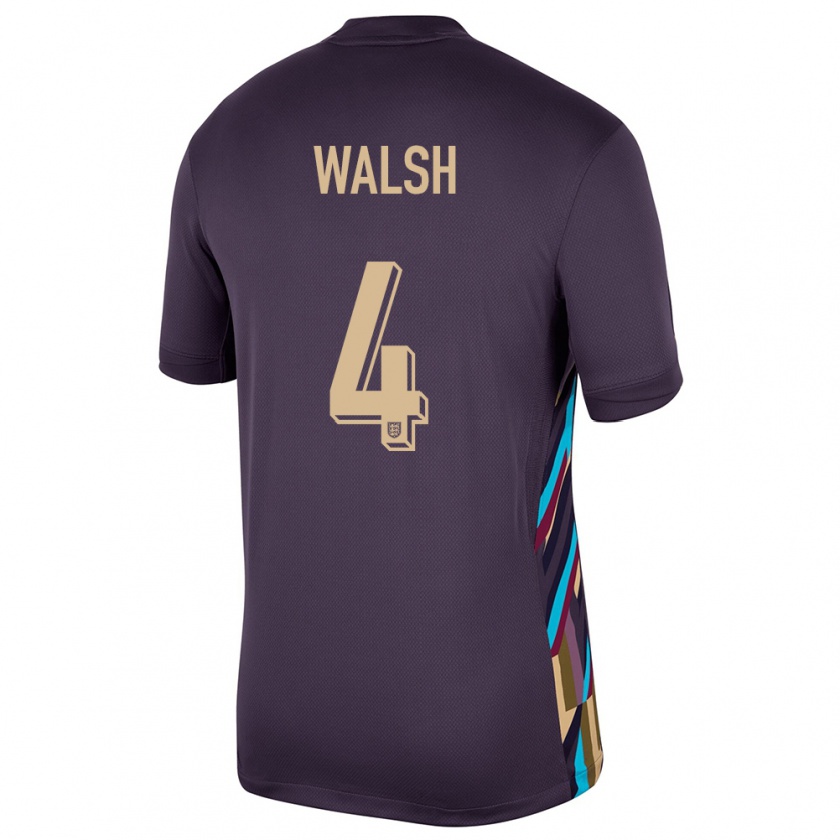 Kandiny Enfant Maillot Angleterre Keira Walsh #4 Raisins Noirs Tenues Extérieur 24-26 T-Shirt