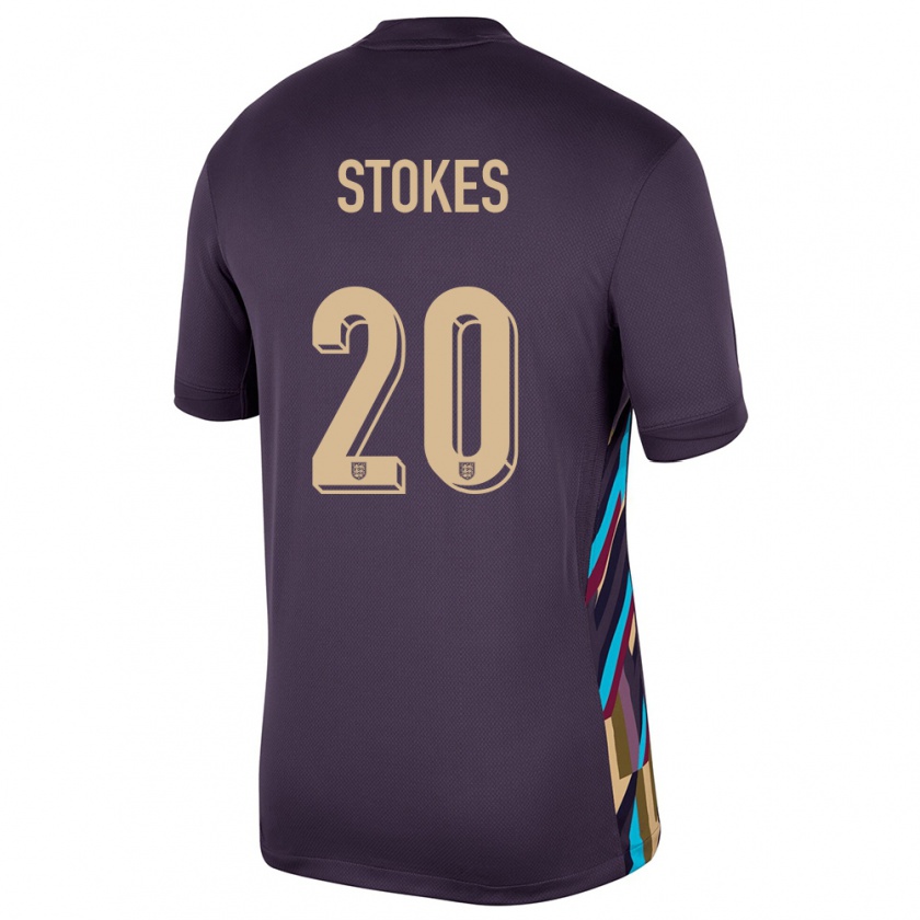 Kandiny Enfant Maillot Angleterre Demi Stokes #20 Raisins Noirs Tenues Extérieur 24-26 T-Shirt