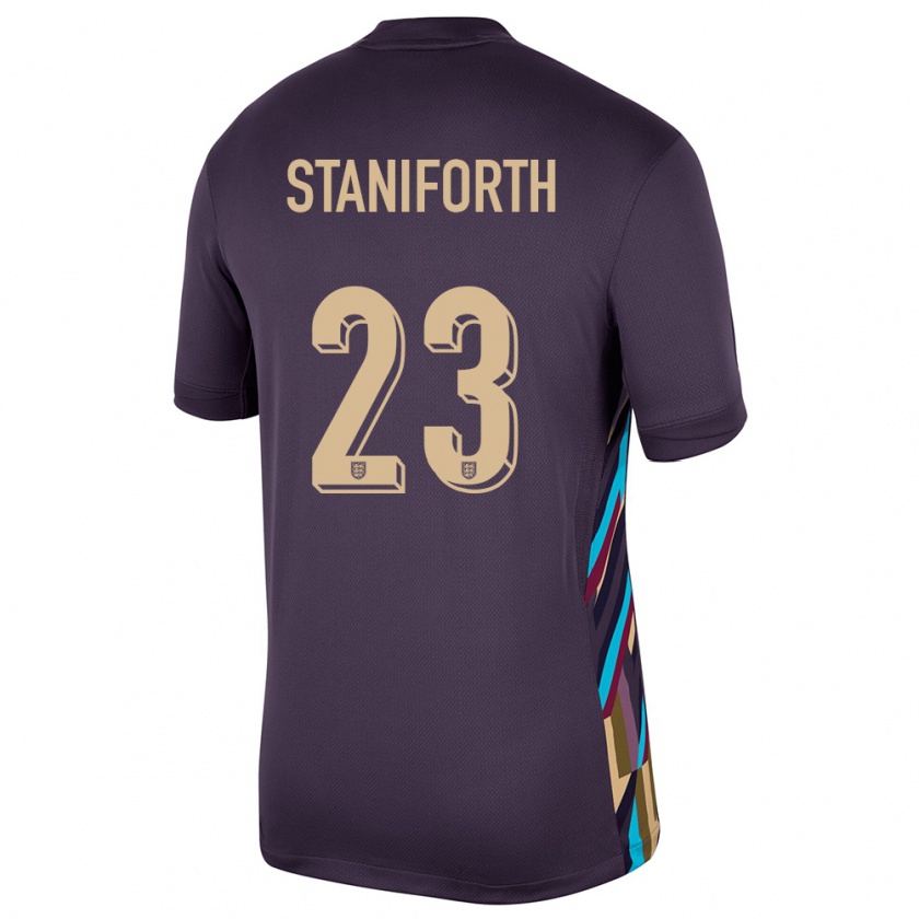 Kandiny Enfant Maillot Angleterre Lucy Staniforth #23 Raisins Noirs Tenues Extérieur 24-26 T-Shirt