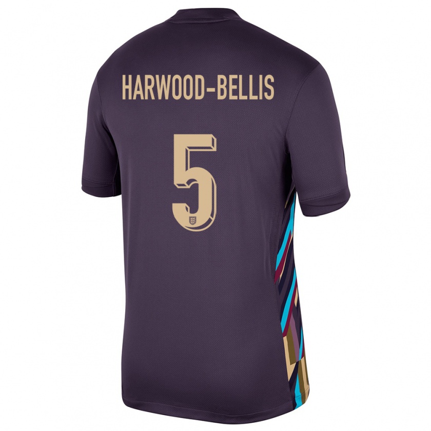 Kandiny Enfant Maillot Angleterre Taylor Harwood Bellis #5 Raisins Noirs Tenues Extérieur 24-26 T-Shirt