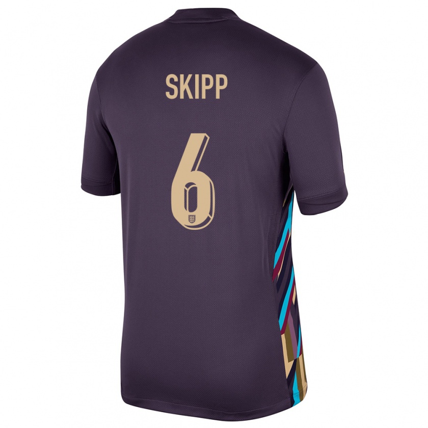 Kandiny Enfant Maillot Angleterre Oliver Skipp #6 Raisins Noirs Tenues Extérieur 24-26 T-Shirt