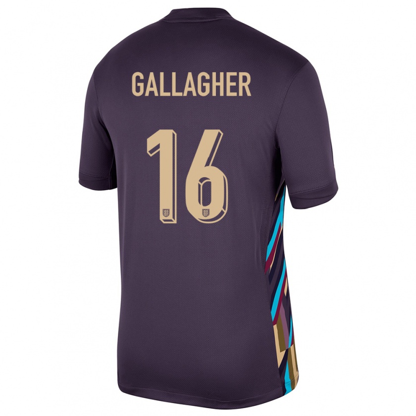 Kandiny Enfant Maillot Angleterre Conor Gallagher #16 Raisins Noirs Tenues Extérieur 24-26 T-Shirt