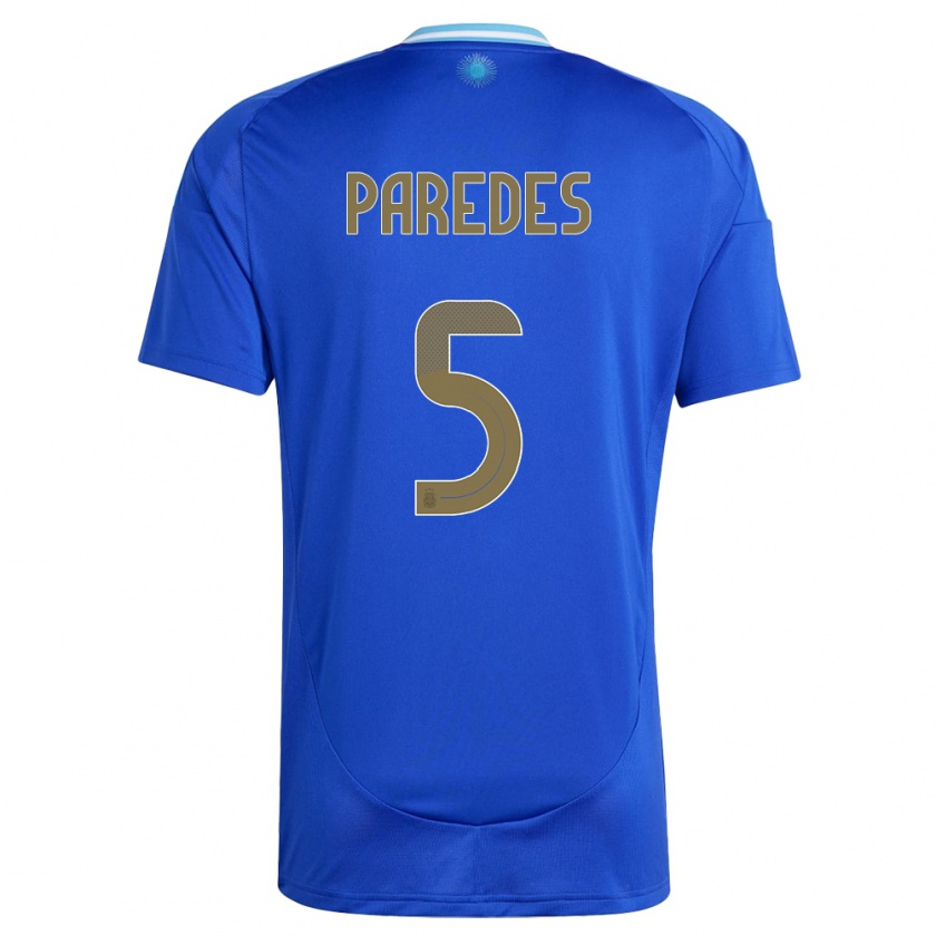 Kandiny Enfant Maillot Argentine Leandro Paredes #5 Bleu Tenues Extérieur 24-26 T-Shirt